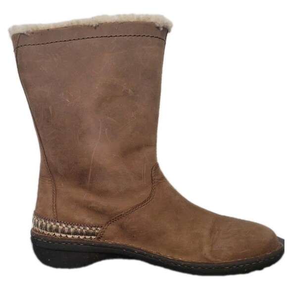 UGG Australia Adirondack Tall Leather Sheepskin Winter Boots Women 10 Chestnut - Picture 6 of 14